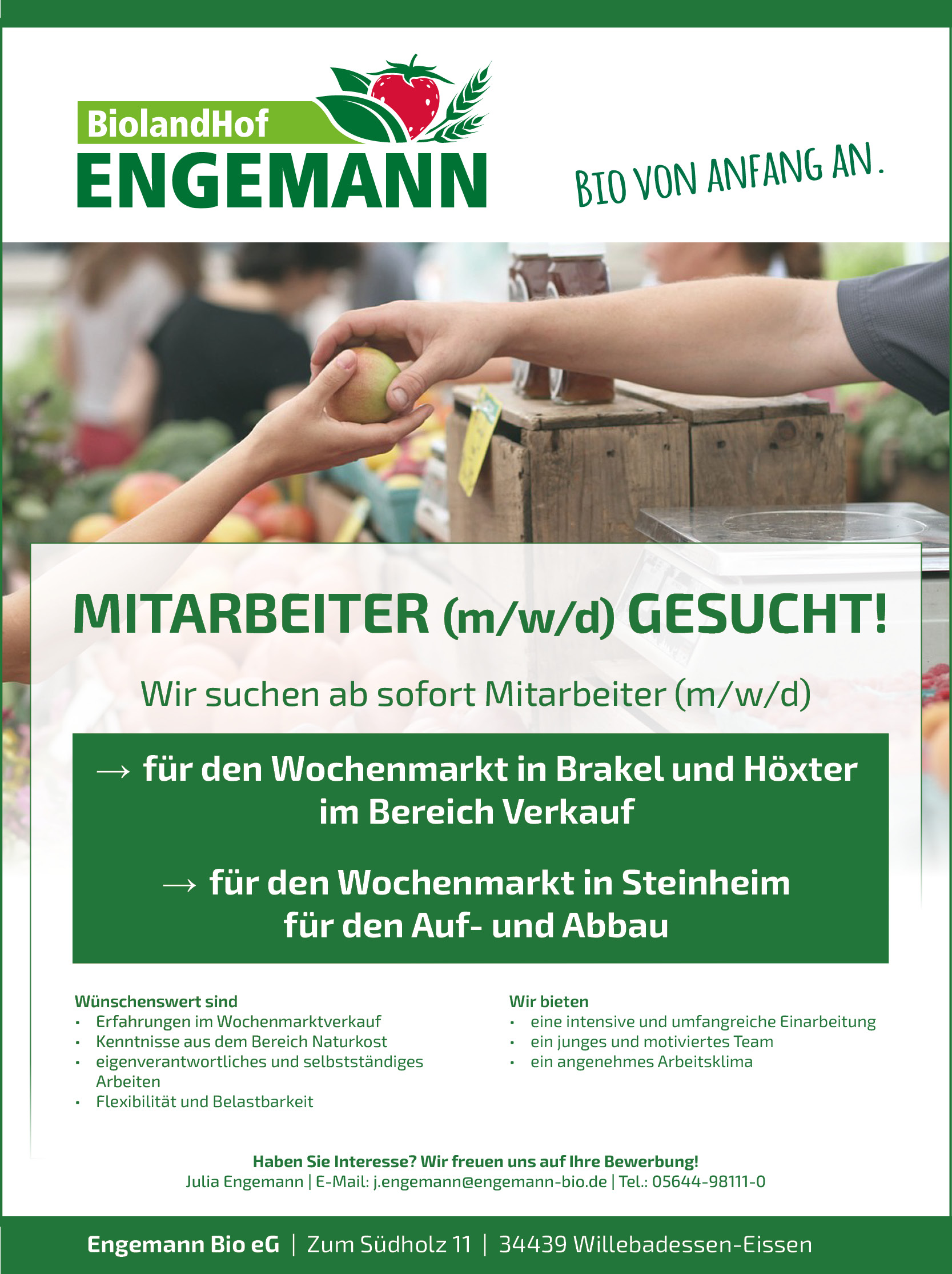 Mitarbeiter Wochenmarkt Gesucht November2025